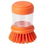 VIDEVECKMAL Dish-washing brush with dispenser, bright orange