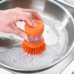 VIDEVECKMAL Dish-washing brush with dispenser, bright orange - Image 2