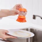 VIDEVECKMAL Dish-washing brush with dispenser, bright orange - Image 3