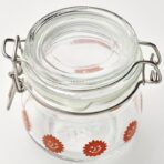 KORKEN Jar with lid, clear glass patterned/bright orange, 13 cl - Image 4