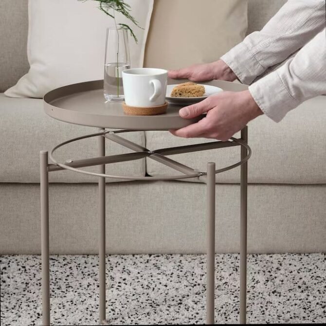 GLADOM Tray table, dark grey-beige, 45x53 cm - Image 4