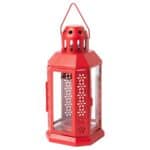 ENRUM Lantern for tealight, in/outdoor red, 22 cm