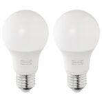 SOLHETTA LED bulb E27 470 lumen, globe opal white/2 pack