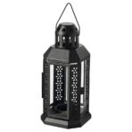 ENRUM Lantern for tealight, in/outdoor, black, 22 cm