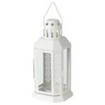 ENRUM Lantern for tealight, in/outdoor, white, 22 cm