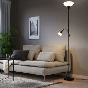 TÅGARP Floor uplighter/reading lamp, black/white - Image 2