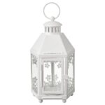KRINGSYNT Lantern for tealight, in/outdoor, white, 21 cm