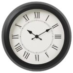 NUFFRA Wall clock, low-voltage/black, 25 cm