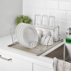 VÄLVÅRDAD Dish drying rack, stainless steel, 12x32 cm - Image 3