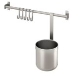 KUNGSFORS Rail with 5 hooks and 1 container, stainless steel, 40 cm