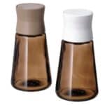 HALVTOM Salt and pepper shakers, glass/brown, 12 cm