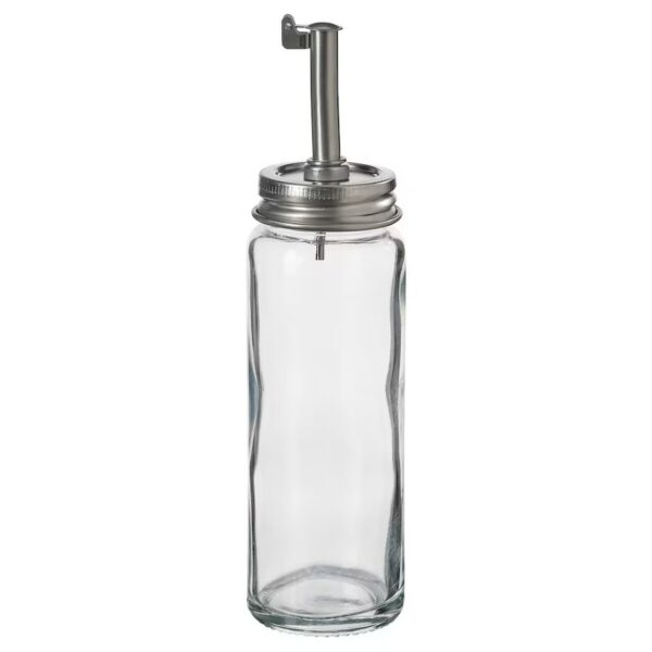 CITRONHAJ Oil/vinegar bottle, clear glass/stainless steel, 16 cm