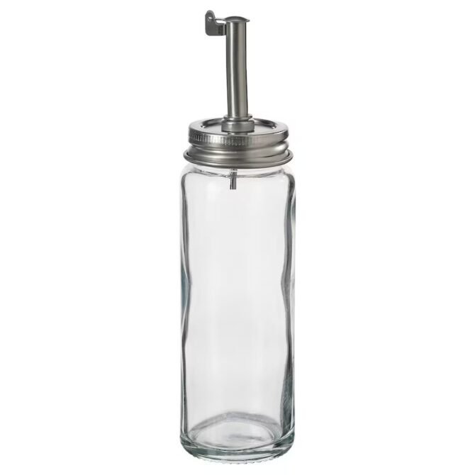 CITRONHAJ Oil/vinegar bottle, clear glass/stainless steel, 16 cm