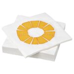 BRÖGGAN Paper napkin, white/yellow, 33x33 cm