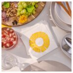 BRÖGGAN Paper napkin, white/yellow, 33x33 cm - Image 2
