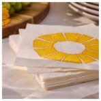 BRÖGGAN Paper napkin, white/yellow, 33x33 cm - Image 3