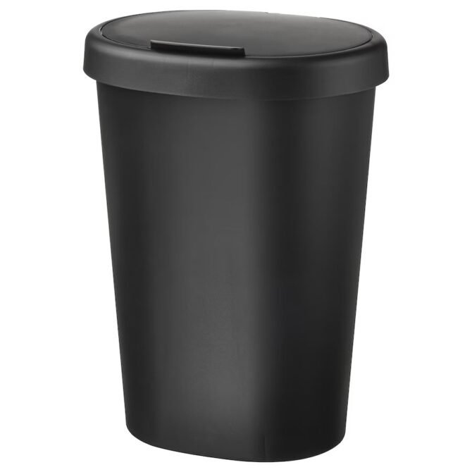 HÖLASS Bin with lid, black, 8 l