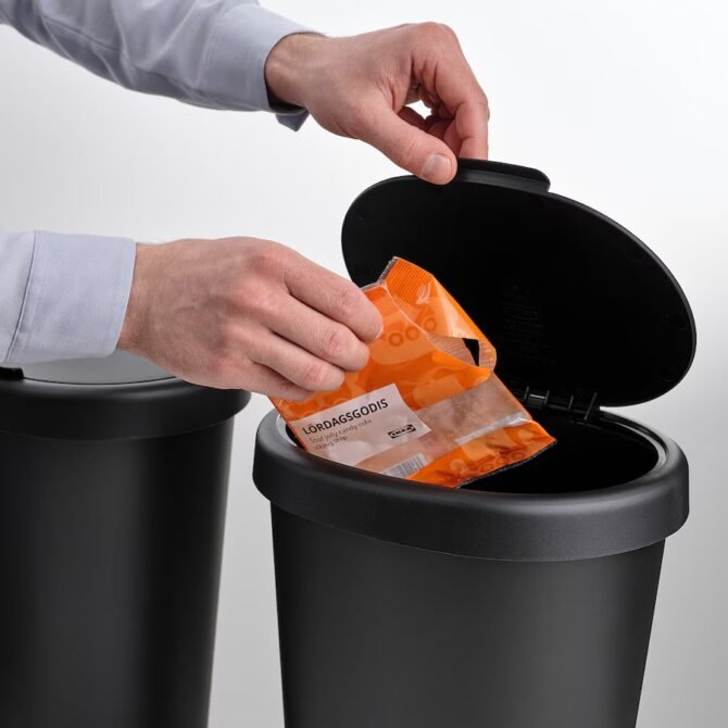 HÖLASS Bin with lid, black, 8 l - Image 5