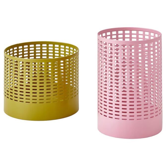 TESAMMANS Tealight holder, set of 2, yellow/pink