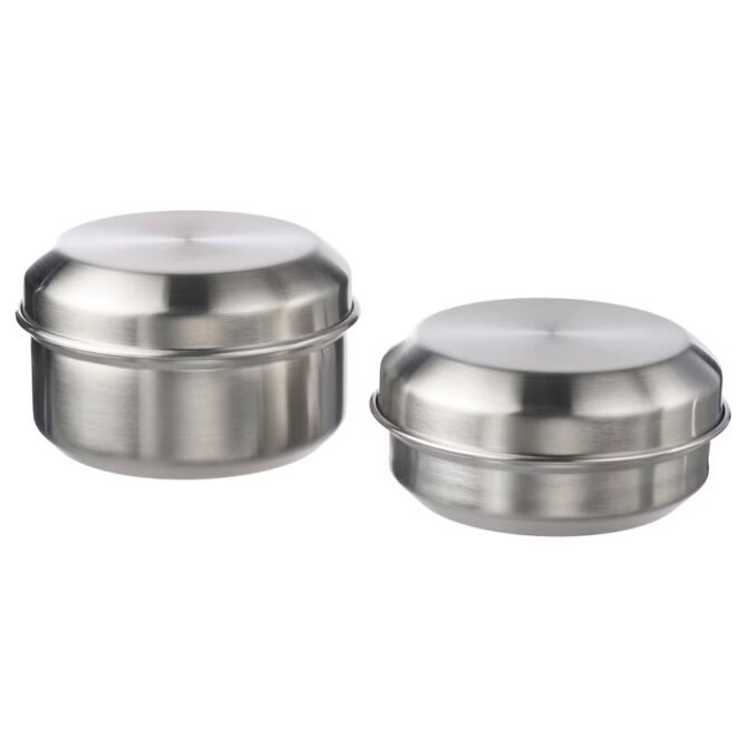 LÄTTUGGAD Snack container, set of 2, stainless steel