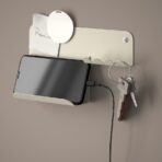 HAVREKROSS Wall organiser w hooks, light grey-beige, 23x13 cm - Image 2