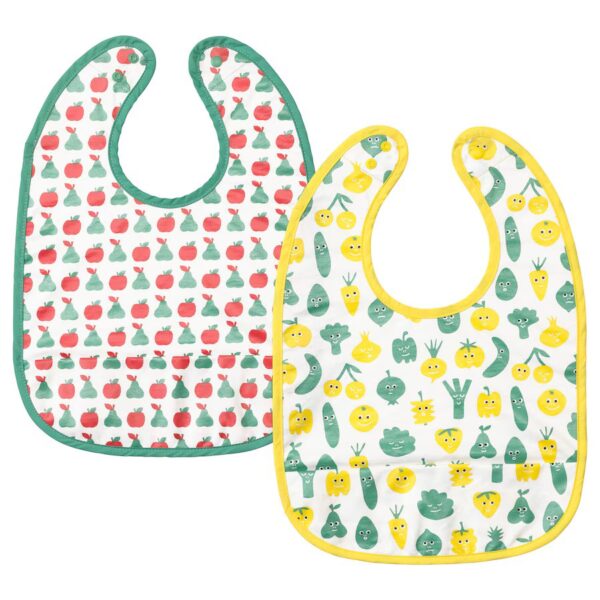 MATVRÃ… Bib, fruit/vegetables pattern/green yellow