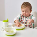 MATVRÅ Bib, fruit/vegetables pattern/green yellow - Image 2