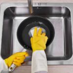 RINNIG Cleaning gloves, bright yellow/off-white, M - Image 2