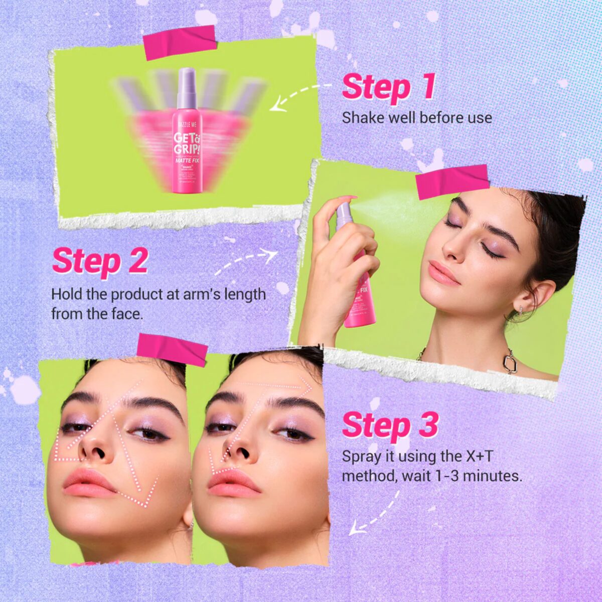 Dazzle me Get A Grip Makeup Setting Spray Matte Fix 60ml - Image 10