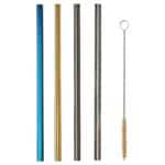 LUFTTÄT Drinking straws/cleanbrush set of 5, mixed shapes mixed colours