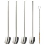 LUFTTÄT 5-pc drink strw/spoon set w clng br, stainless steel