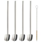 LUFTTÄT 5-pc drink strw/spoon set w clng br, stainless steel