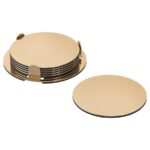 GLATTIS Coasters with holder, brass-colour, 8.5 cm