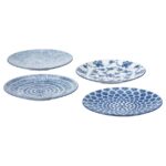 ENTUSIASM Side plate, patterned/blue, 18 cm
