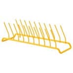 Yellow dish drying rack for kitchen, portable and lightweight design.