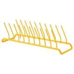 Yellow dish drying rack for kitchen, portable and lightweight design.