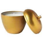 INTERFINT Scented candle in metal tin, apple-shaped/Apple and cinnamon gold-colour, 24 hr - Image 2