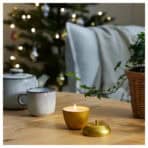 INTERFINT Scented candle in metal tin, apple-shaped/Apple and cinnamon gold-colour, 24 hr - Image 4