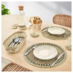 PENNFISK Place mat, natural/sedge handmade, 37 cm - Image 5