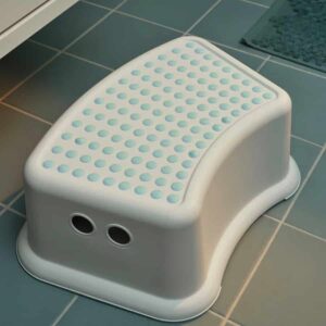 FÖRSIKTIG Children's stool, white/turquoise - Image 2