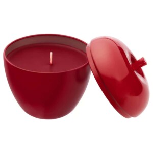 Red Apple and Cinnamon Scented Candle, 24-Hour Burn Time.