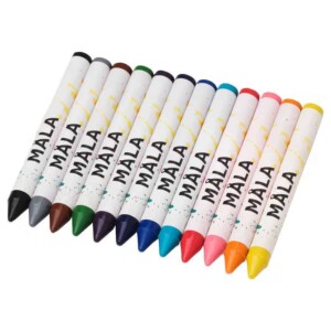 MÅLA wax crayons in various colors for kids' art projects.