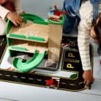 LILLABO 4-piece vehicle set, sports car/school bus recycling truck/police car/multicolour - Image 2