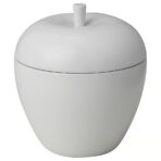VINTERFINT Scented candle in metal tin, apple-shaped/Vanilla white, 24 hr