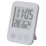 SLÅTTIS Clock with hygro-/thermometer, white, 8x12 cm