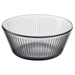 HAVSGÄDDA Bowl, stripe pattern/grey, 12 cm