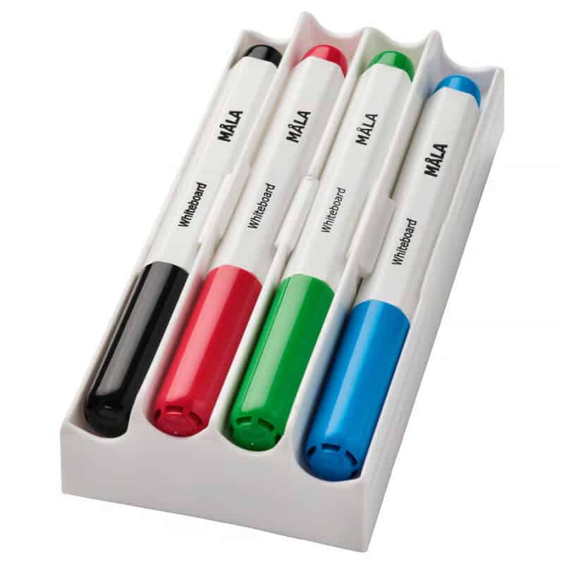 Markers set with black, red, green, blue ink, ideal for whiteboards and presentations, available at OKDEALS Bangladesh.