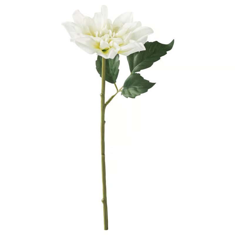 Artificial white flower with green leaves, ideal for home decor, gifts, and event decorations.