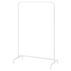 Versatile white clothing rack for stylish garment organization and display. Perfect for retail stores or home closets.