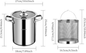 Stainless steel deep fryer with oil strainer, 5-liter capacity, perfect for professional and home co.
